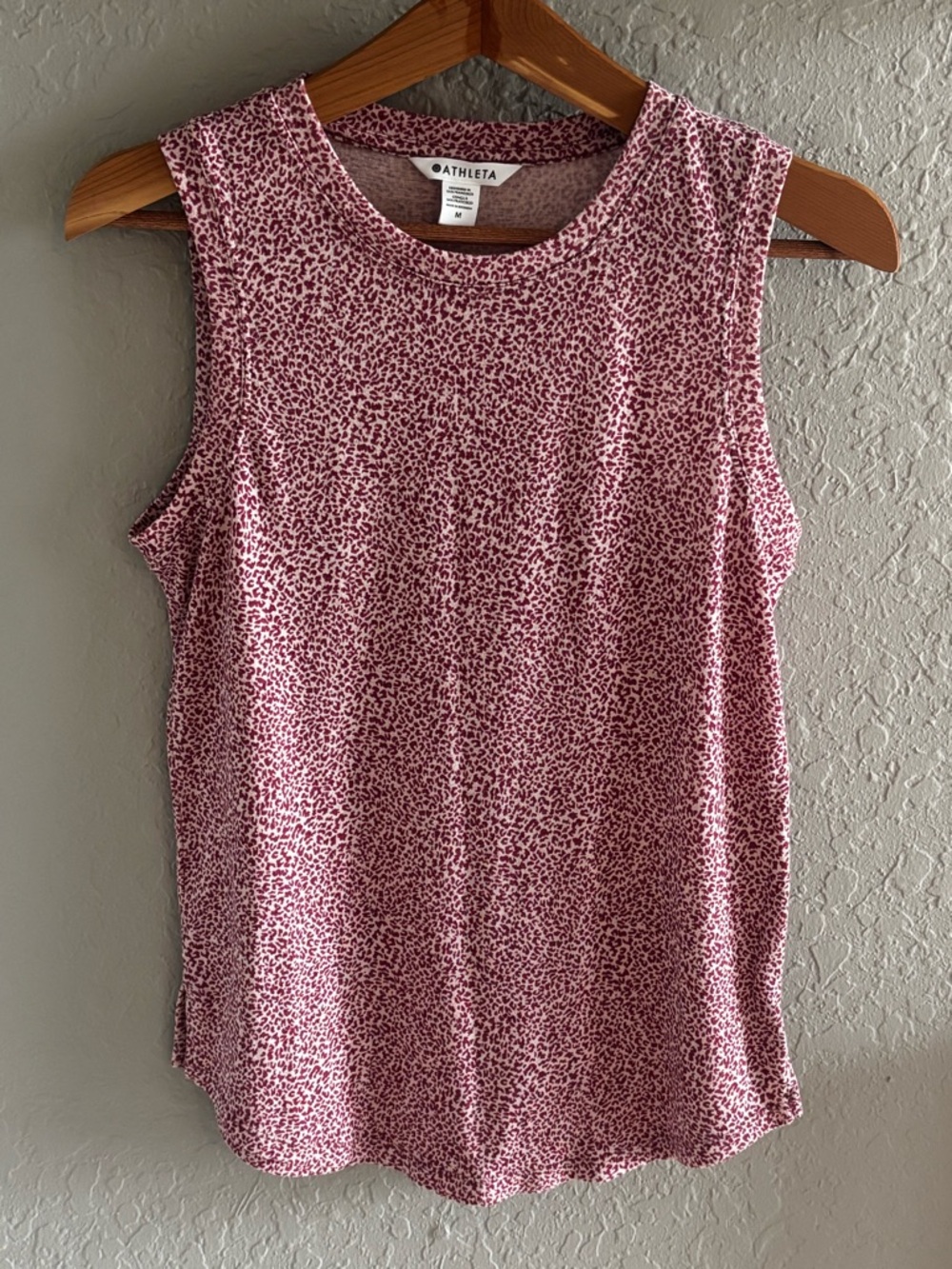 Athleta Breezy Tank Rose-Pink Micro Cheetah Print Sleeveless Tank